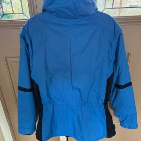 Women’s Vtg Sz 12 Vintage OBERMEYER HYDRO BLOCK GEL Hooded Blue White Ski Jacket - Picture 3 of 6